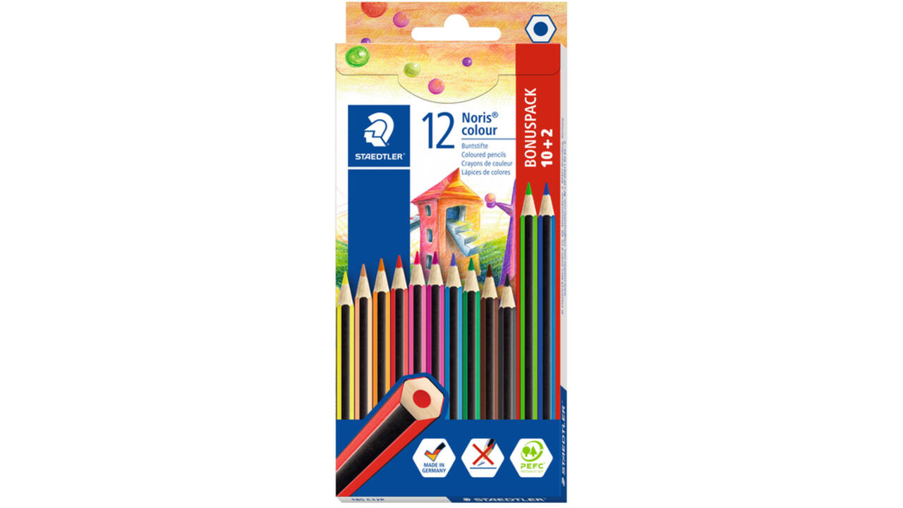 Kleurpotlood Noris 185 set à 10+2 kleuren gratis