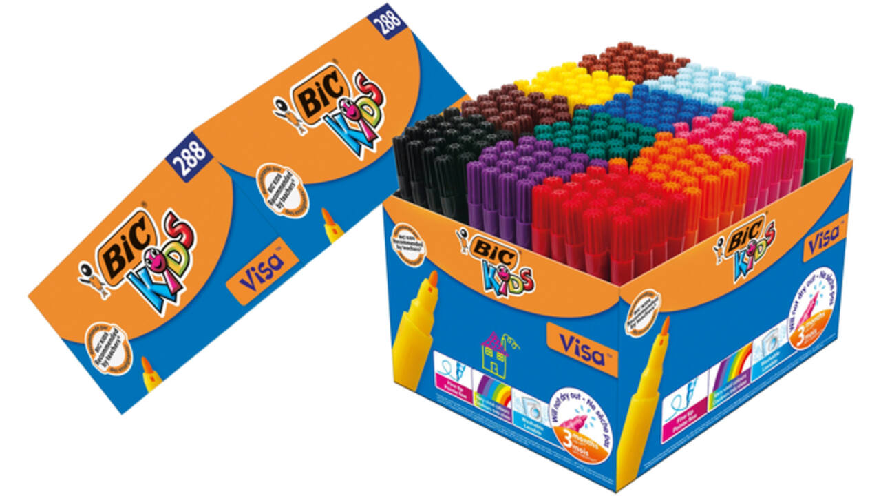 Kleurstiften BicKids visa fijn assorti schoolbox à 288 stuks