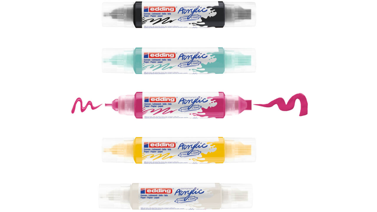 Acrylmarker edding e-5400 3D double liner medium basis assorti set à 5 stuks