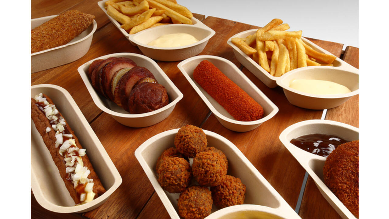 Snackbakje IEZZY A7L suikerriet PFAS-vrij 132x97x15mm 50 stuks