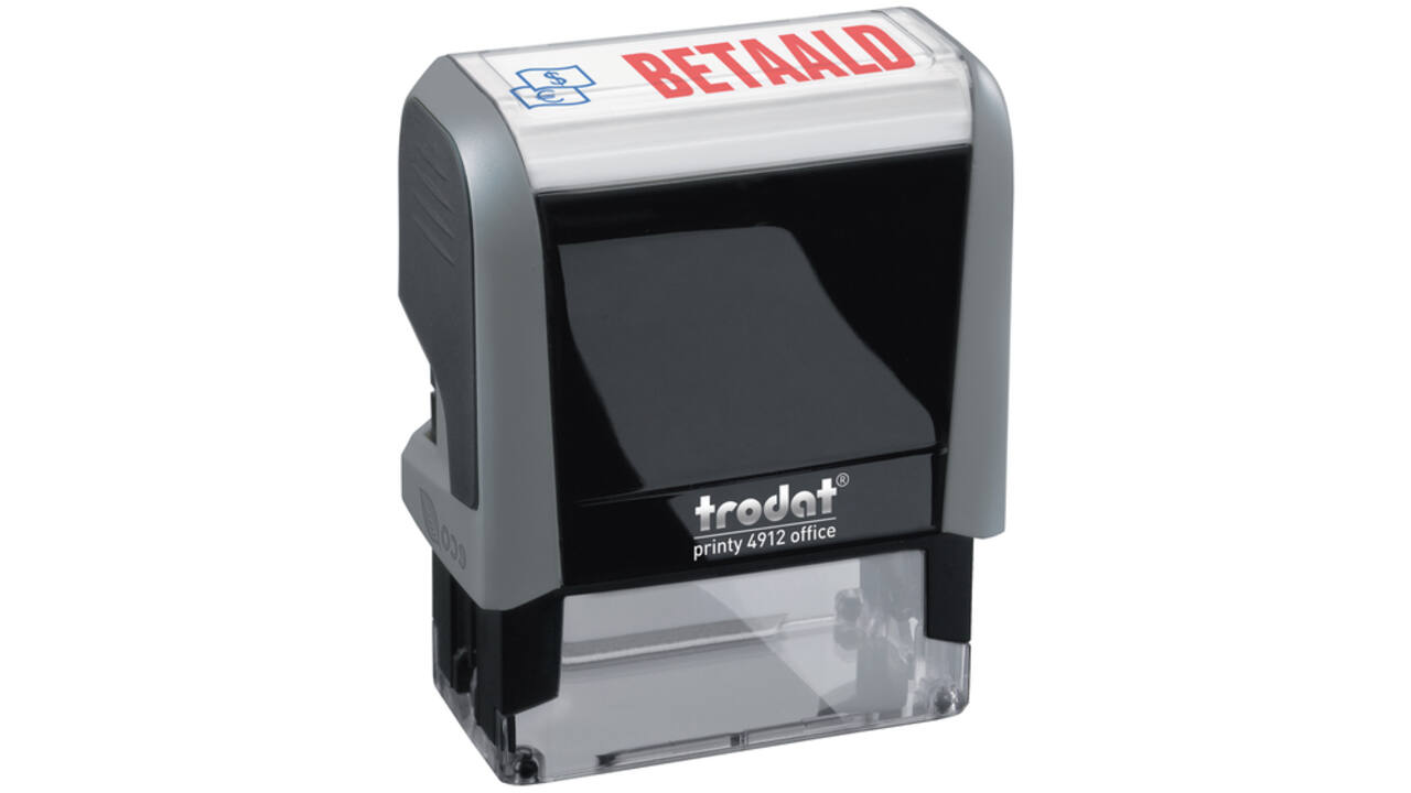 Tekststempel Trodat Printy 4912 betaald blauw rood