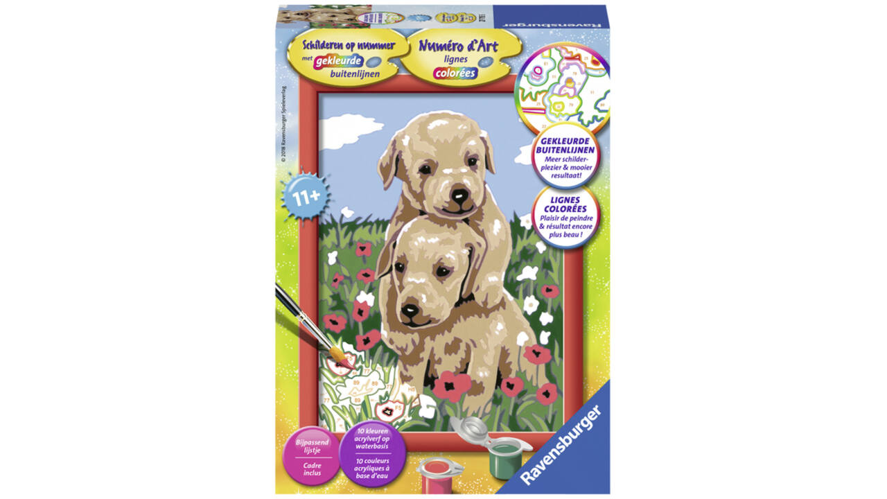 Schilderen op nummer Ravensburger Knuffelende puppies