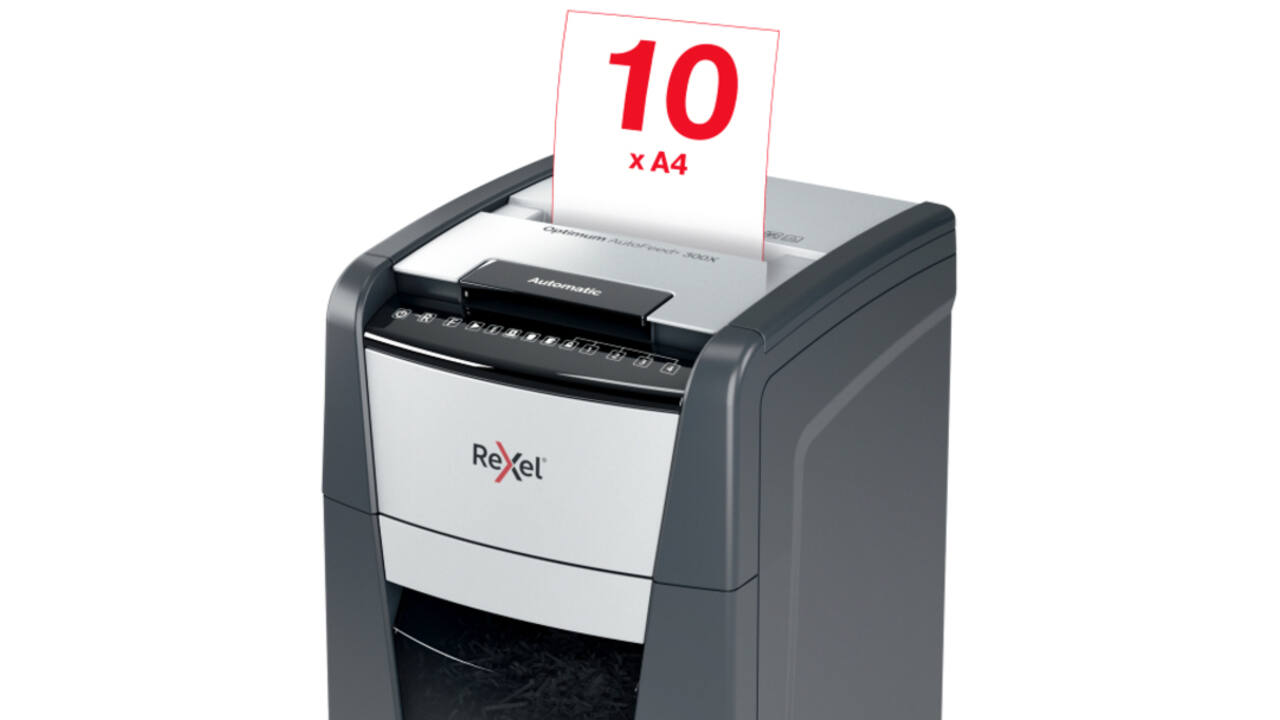 Papiervernietiger Rexel Optimum Auto+ 300X P4 snippers 4x26mm