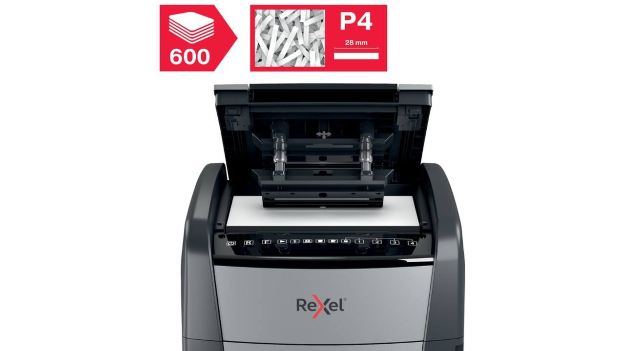 Papiervernietiger Rexel Optimum Auto+ 600X P4 snippers 4x30mm