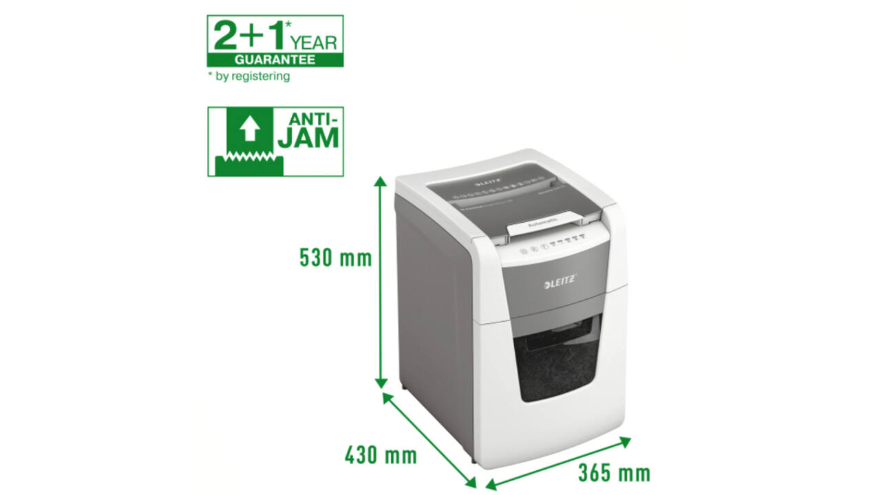 Papiervernietiger Leitz IQ Auto+ Small Office 100 P5 snippers 2x15mm