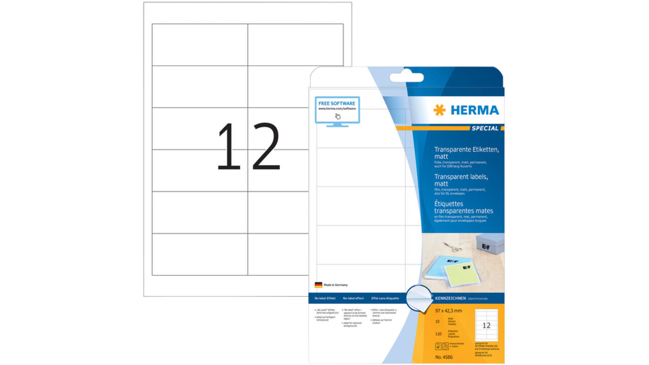 Etiket HERMA 4586 97x42.3mm weerbestendig transparant mat 120stuks