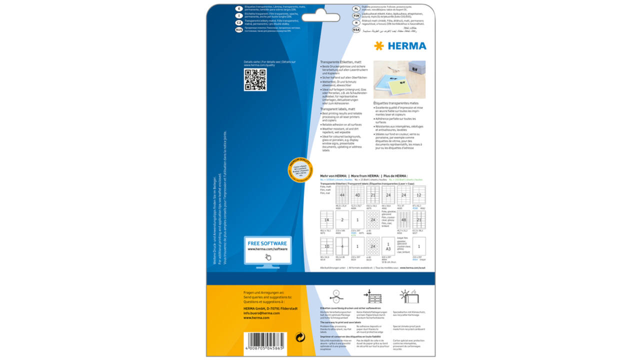 Etiket HERMA 4586 97x42.3mm weerbestendig transparant mat 120stuks