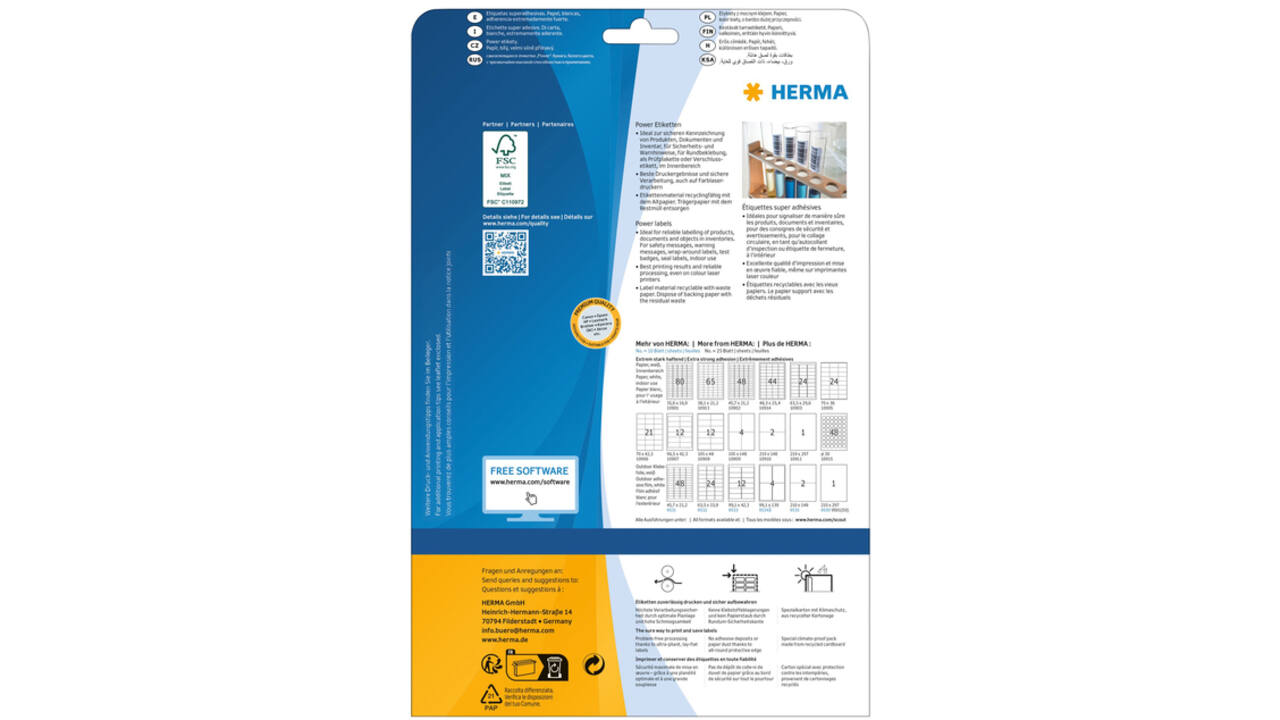 Etiket HERMA Power 10910 210x148mm wit 50stuks