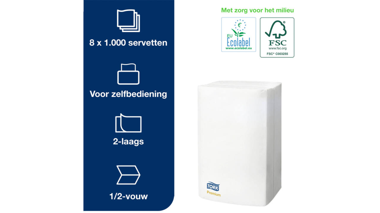 Servetten Tork Expressnap N4 extra zacht premium 1/2 vouw 2-laags wit 15850