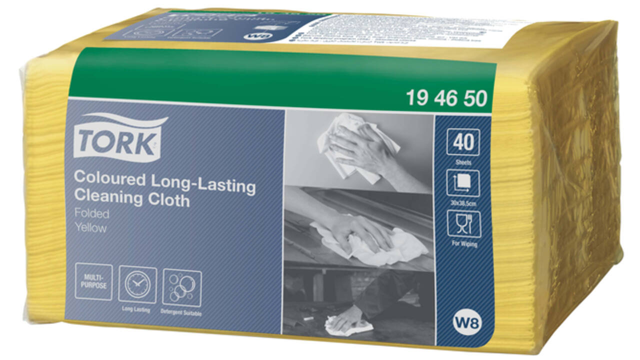 Reinigingsdoek Tork W8 Premium 1-laags 40 vel geel 194650