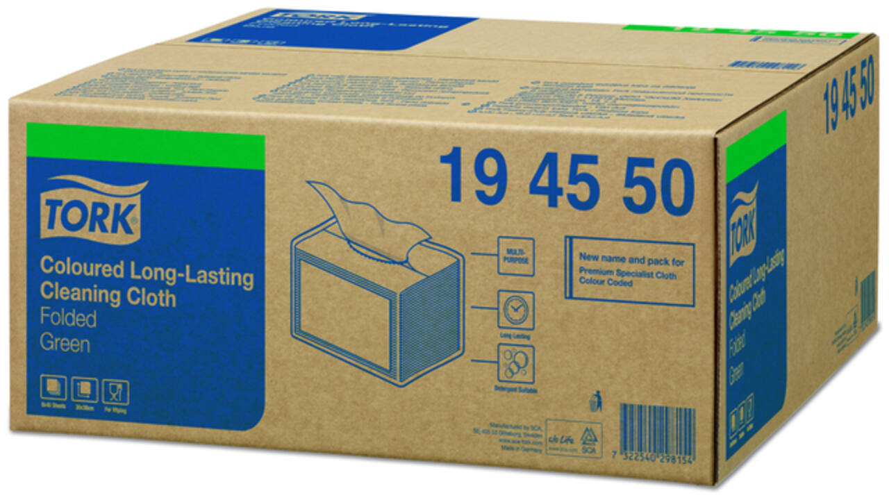 Reinigingsdoek Tork Long lasting W8 multifunctioneel groen 194550