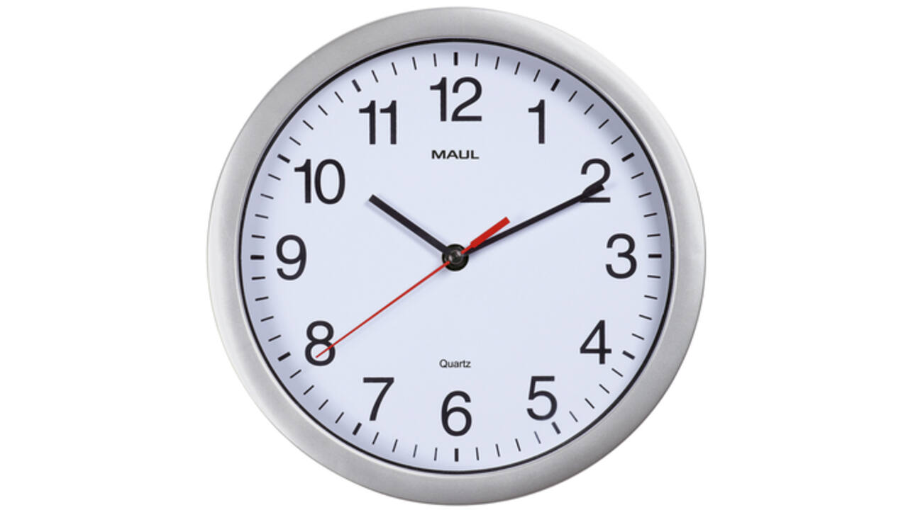 Wandklok MAUL Run RC quartz Ø25x5cm kunststof zilver/wit incl.batterij