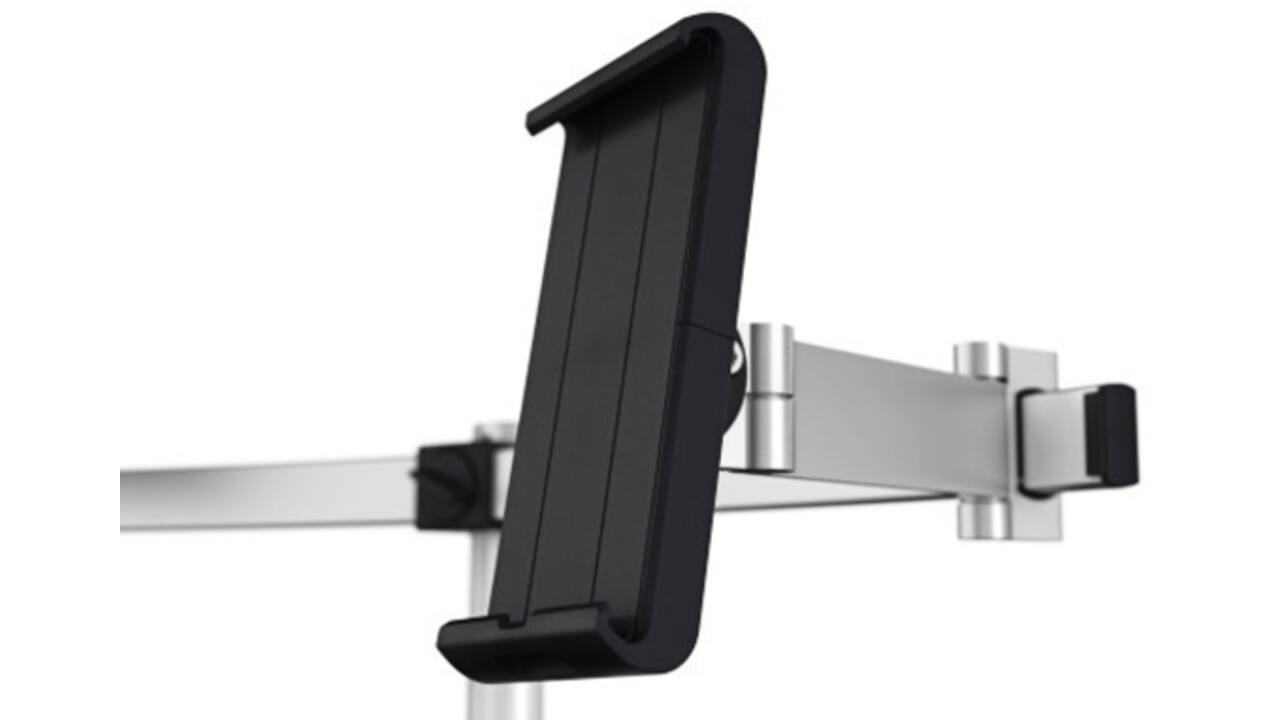 Monitorarm Durable met bladdoorvoer voor 1 scherm en 1 tablet