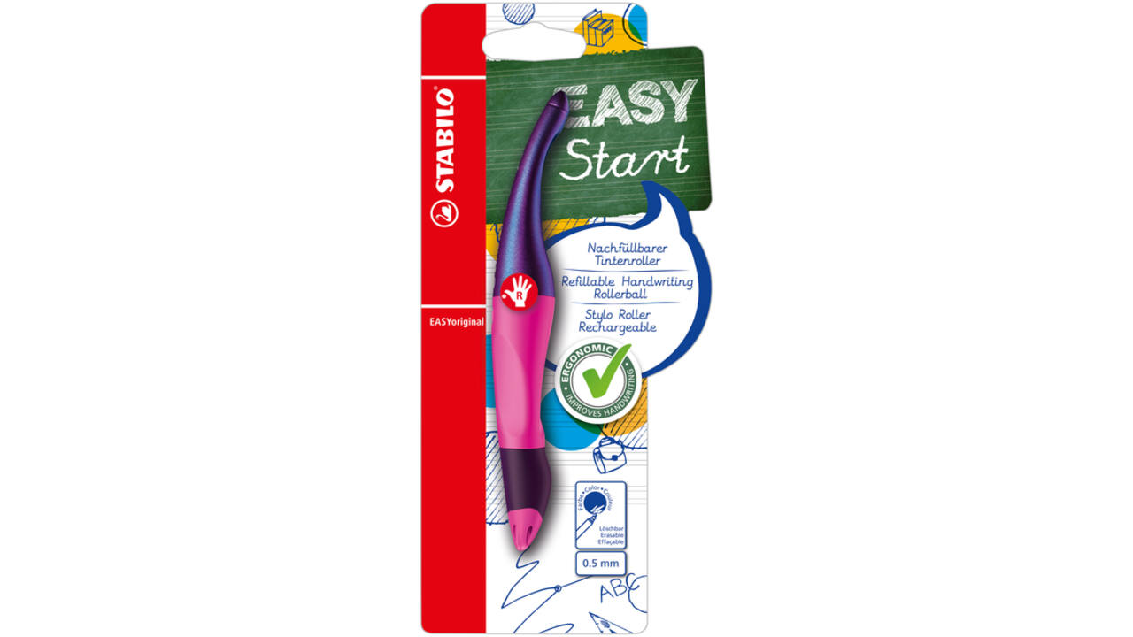 Rollerpen STABILO Easyoriginal rechtshandig holograph edition medium magenta blister à 1 stuk