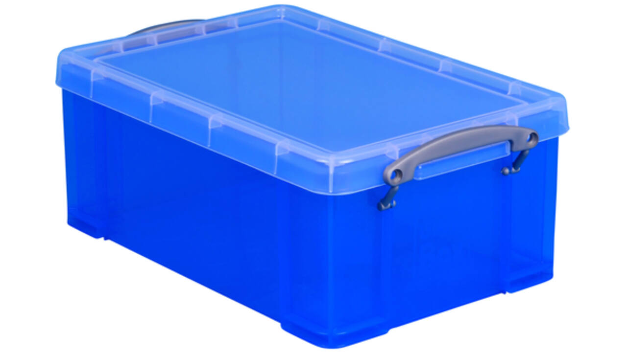 Opbergbox Really Useful 9 liter 395x210x140mm transparant blauw