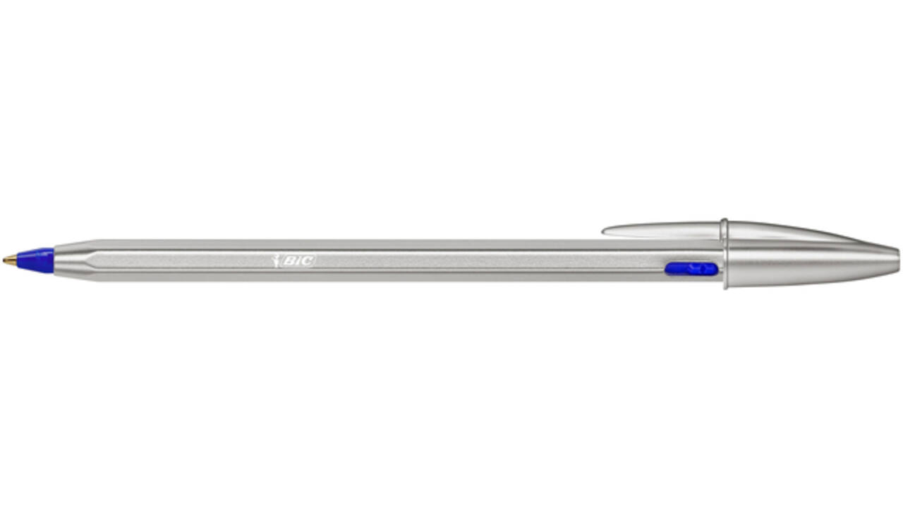 Balpen Bic Cristal Re-new medium blauw blister à 1 balpen + 2 vullingen