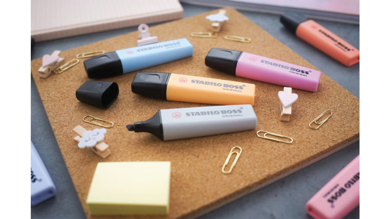 Markeerstift STABILO BOSS Original 70/4 pastel incl grijs assorti etui à 4 stuks