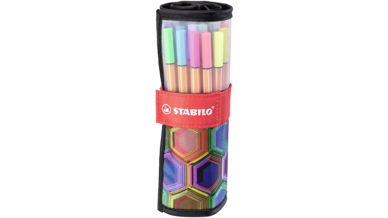Fineliner STABILO point 88/25 Arty rollerset zwart fijn assorti etui à 25 stuks