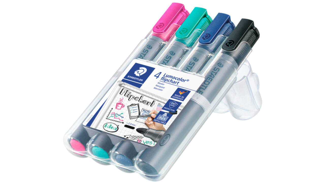 Viltstift Staedtler 356 voor flipover rond 2mm set à 4 stuks assorti