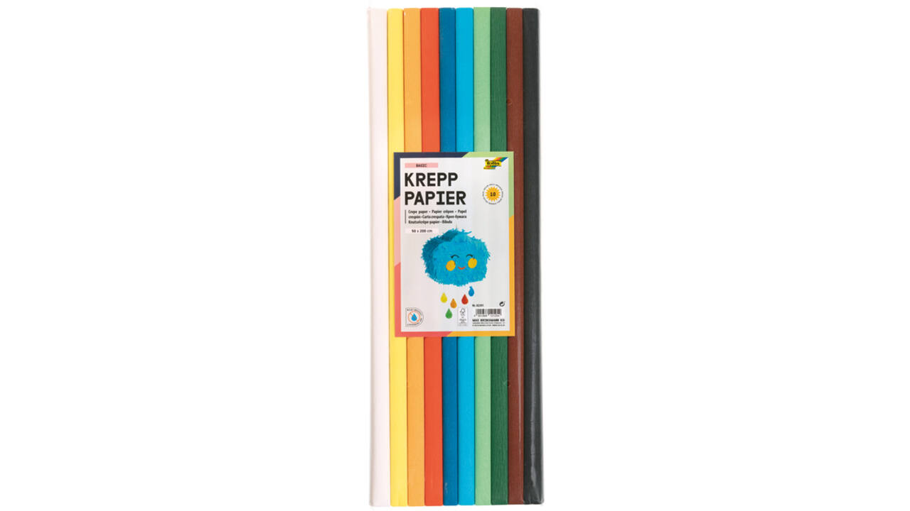 Crêpepapier Folia 50x200cm Basis 10 kleuren