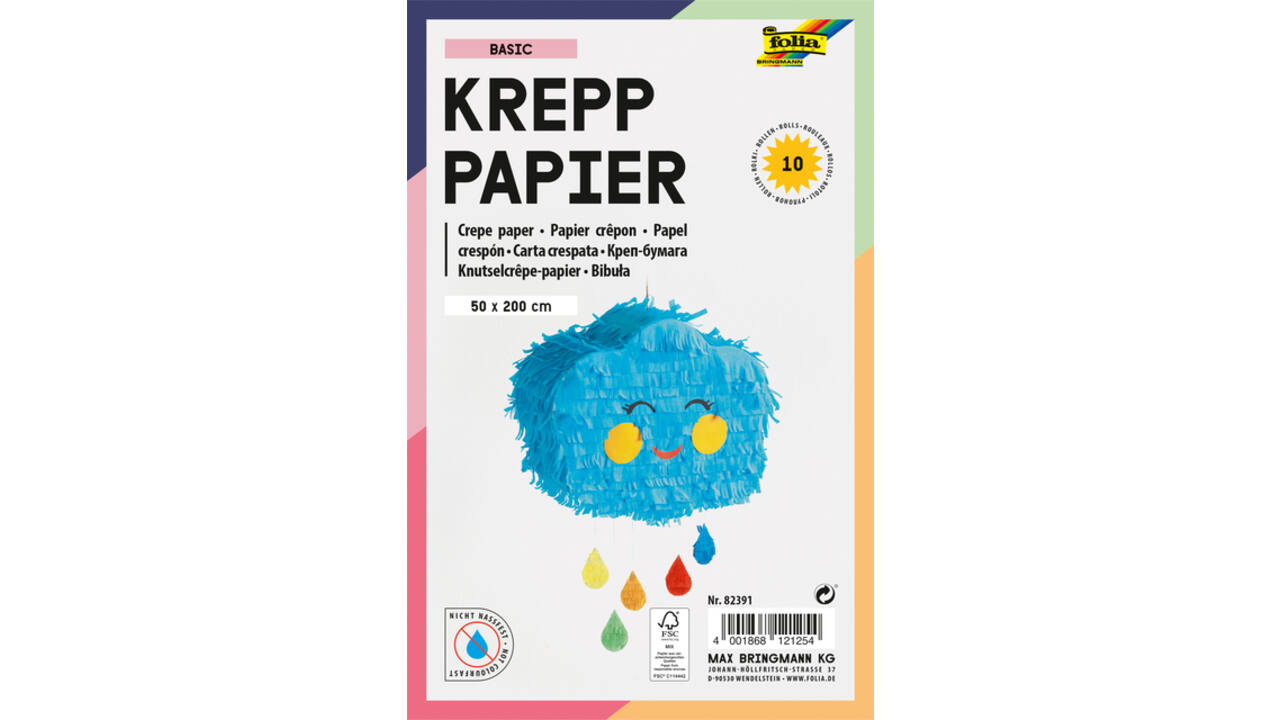 Crêpepapier Folia 50x200cm Basis 10 kleuren