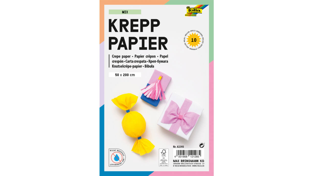 Crêpepapier Folia 50x200cm Mix 10 kleuren