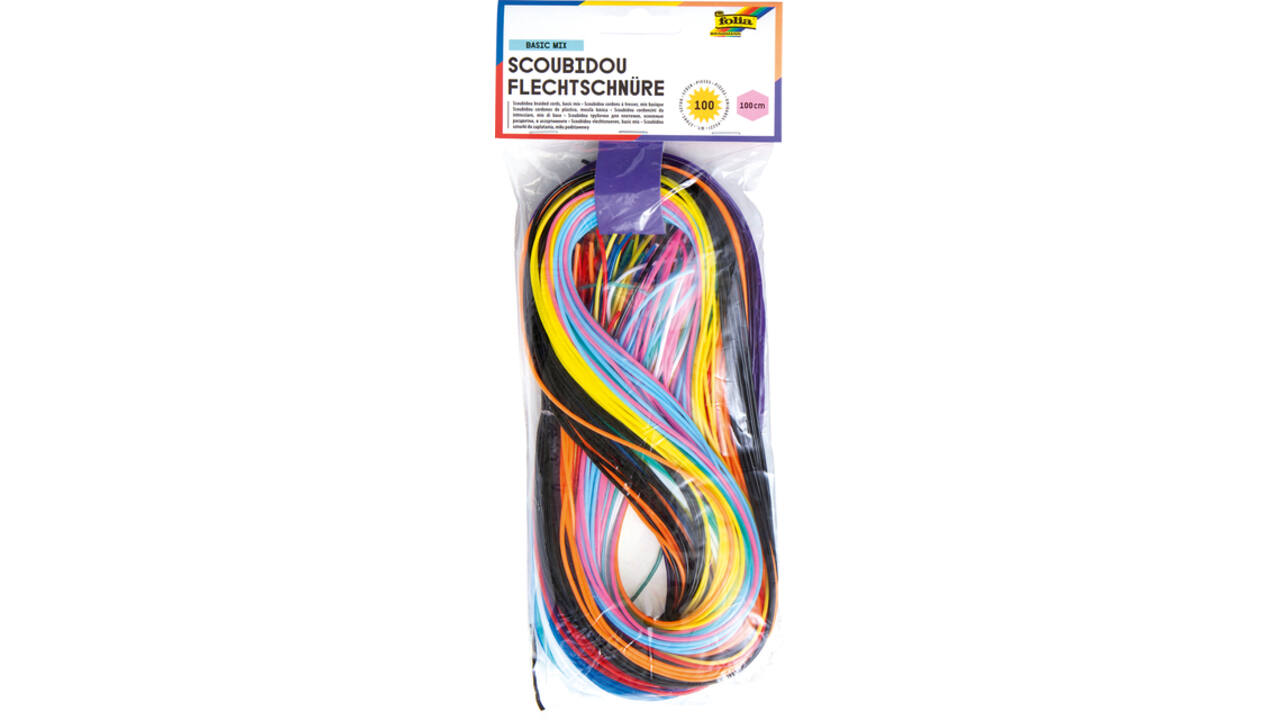Scoubidoo touwtjes Folia 100cm 100 stuks assorti kleuren