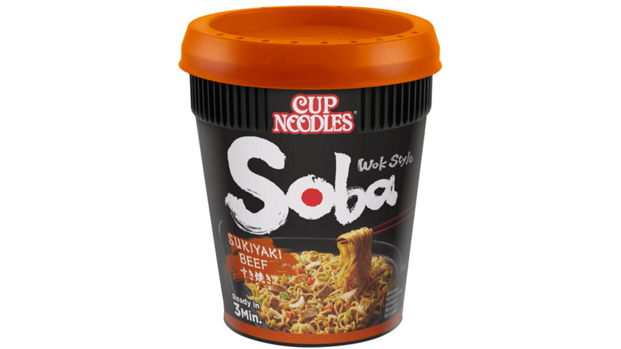 Noodles Nissin Soba sukiyaki beef cup