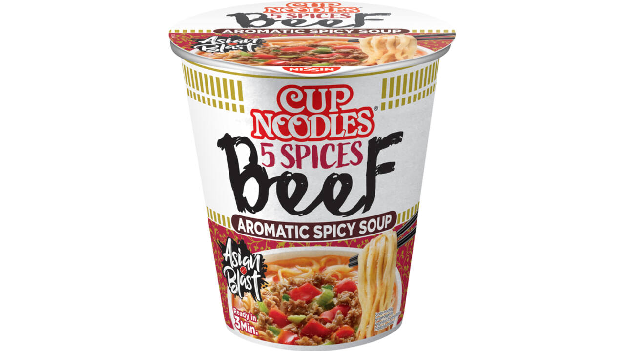Noodles Nissin 5 spices beef cup