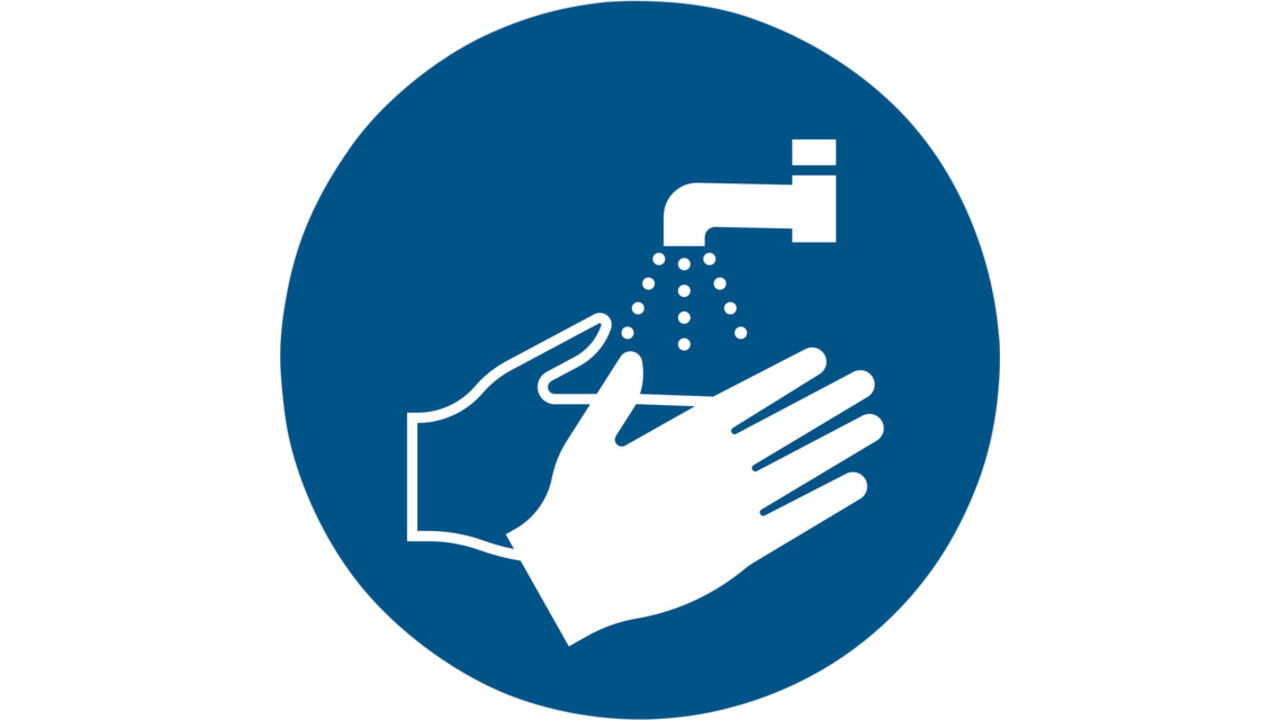 Pictogram bordje Djois Handen wassen verplicht Ø 100mm Blauw