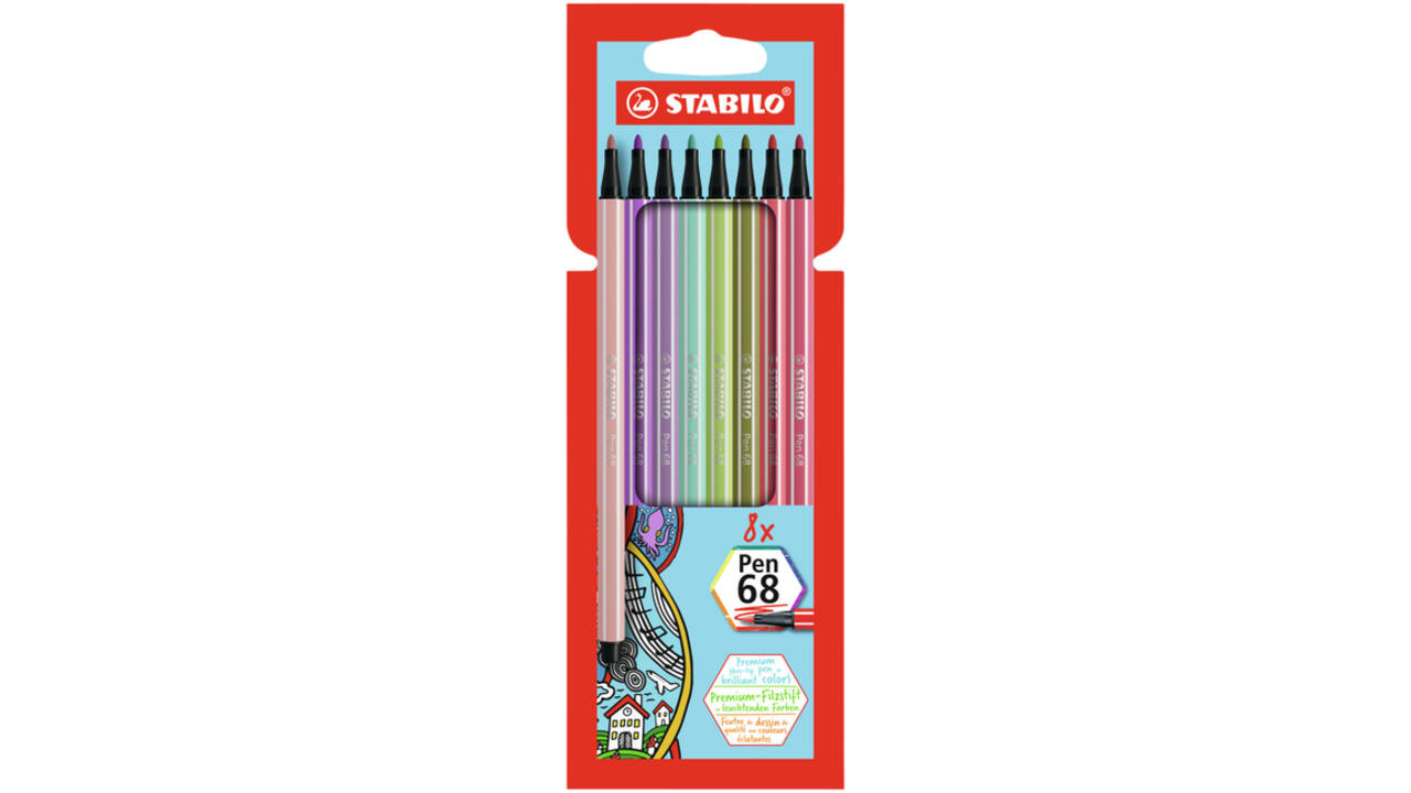 Viltstift STABILO Pen 68/8 medium assorti etui à 8 stuks