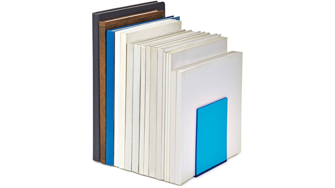 Boekensteun MAUL 10x10x13cm acryl set 2 neon blauw transparant