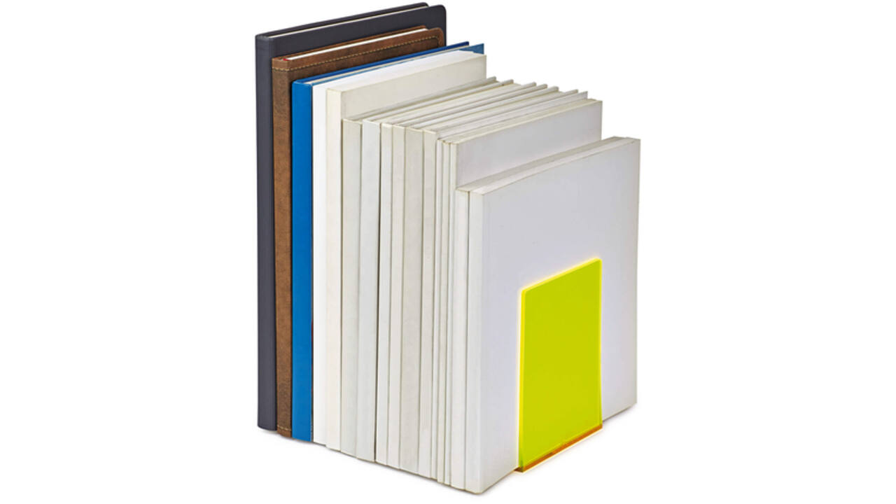Boekensteun MAUL 10x10x13cm acryl set 2 neon geel transparant