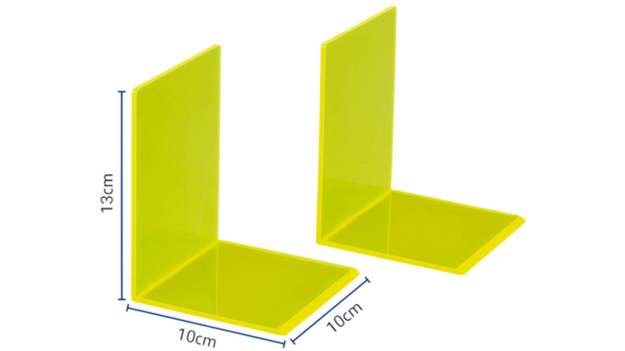Boekensteun MAUL 10x10x13cm acryl set 2 neon geel transparant
