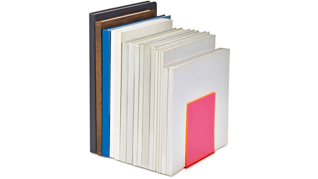 Boekensteun MAUL 10x10x13cm acryl set 2 neon rood transparant