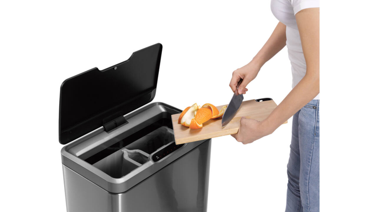 Afvalbak EKO Mirage met sensor 20+20liter RVS mat