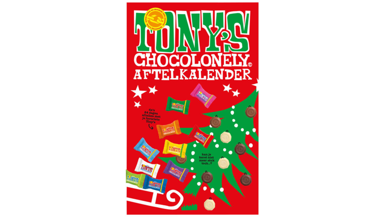 Chocolade Tony's Chocolonely Kerst big Tiny calendar 225gr assorti