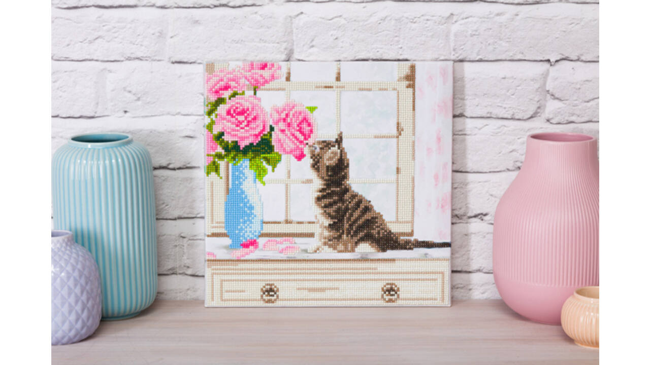 Diamondpainting Crystal Art Kit Kat 30x30cm