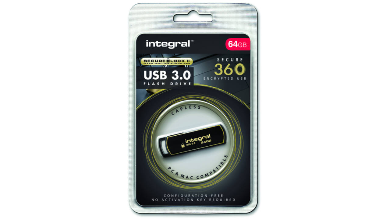 USB-stick Integral 3.0 Secure 360 64GB zwart