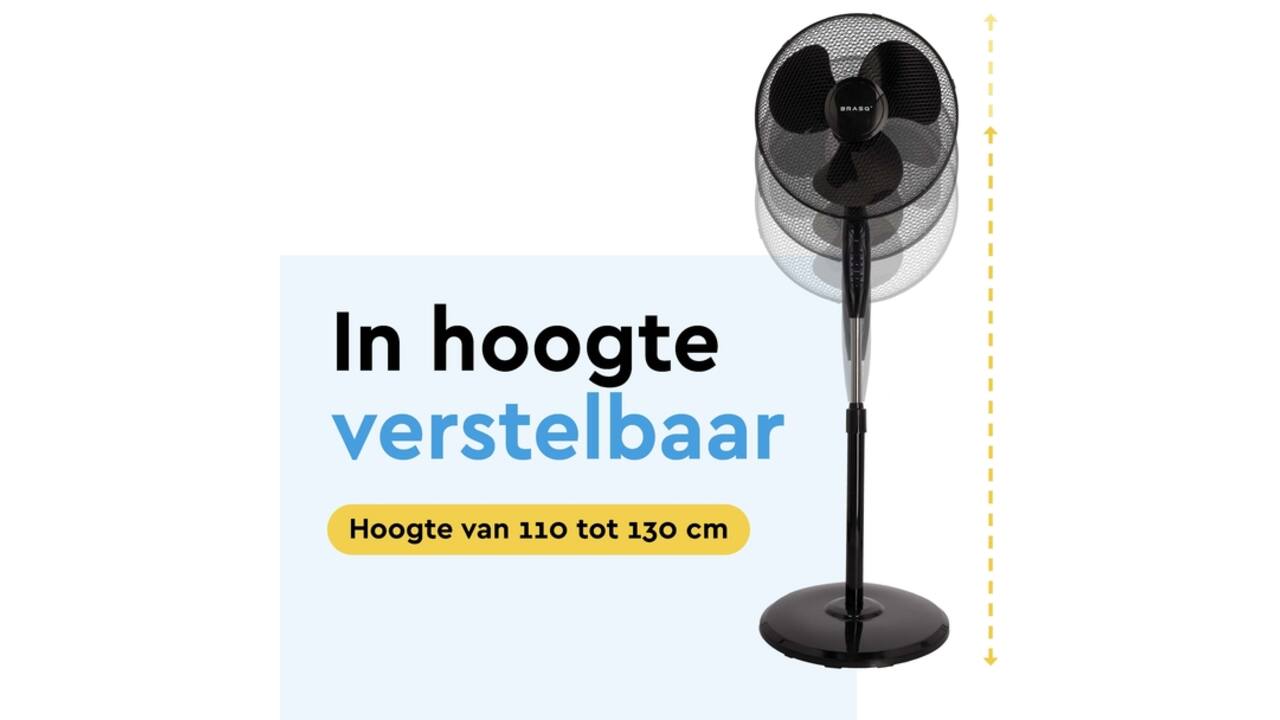 Statiefventilator BRASQ met remote Ø 40cm zwart