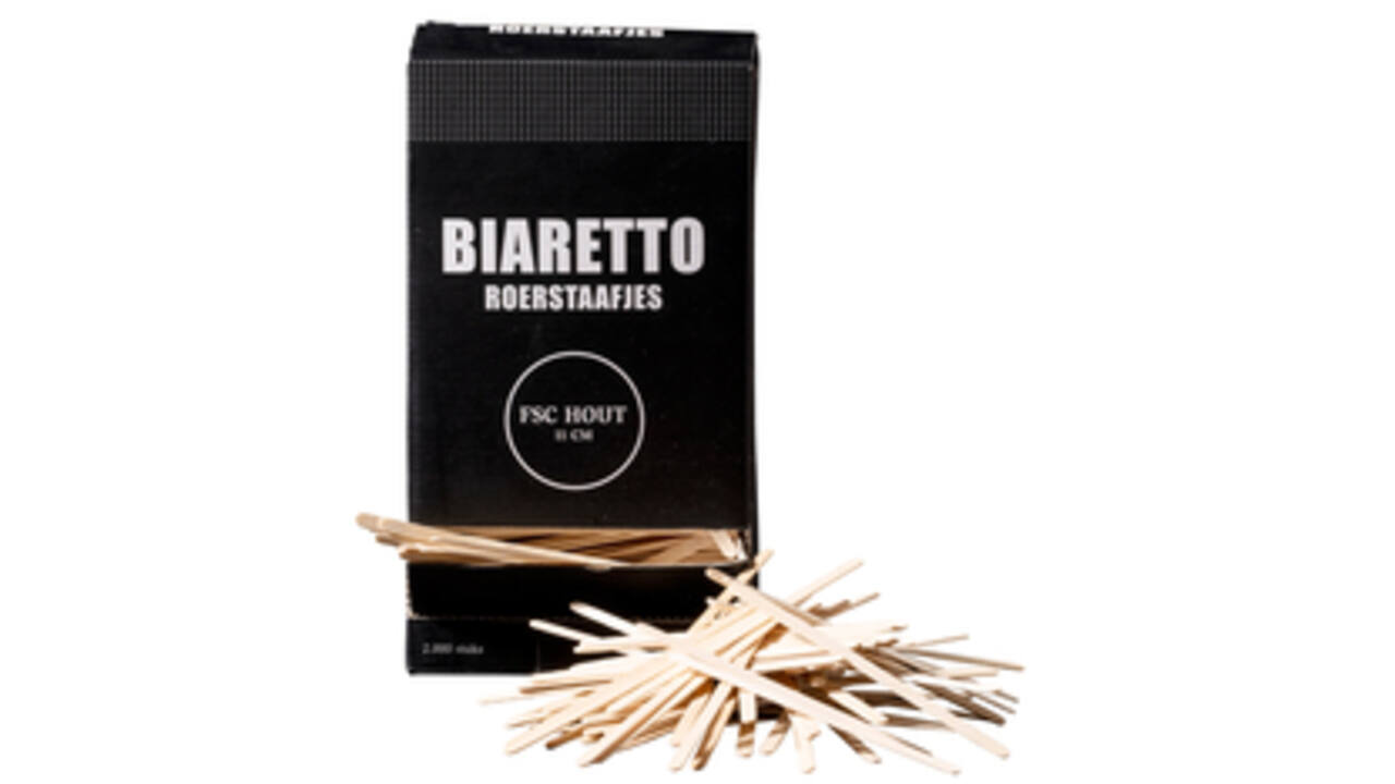 Roerstaafjes Biaretto hout 11cm 2000 stuks