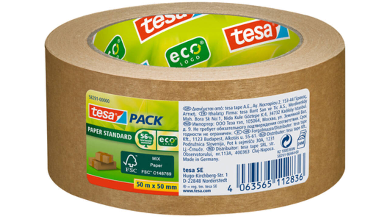 Verpakkingstape tesapack® Papier Standard ecoLogo 50mx50mm bruin