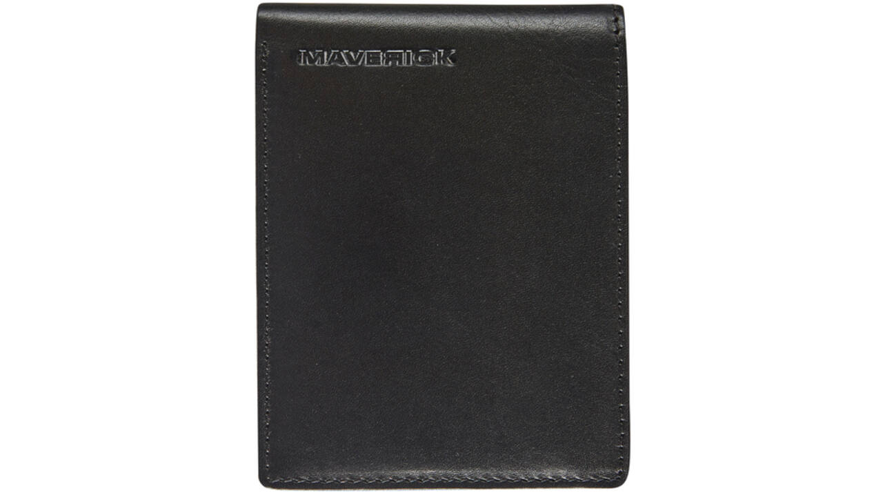 Portemonee Maverick All Black compact met kleingeldvak RFID leer zwart