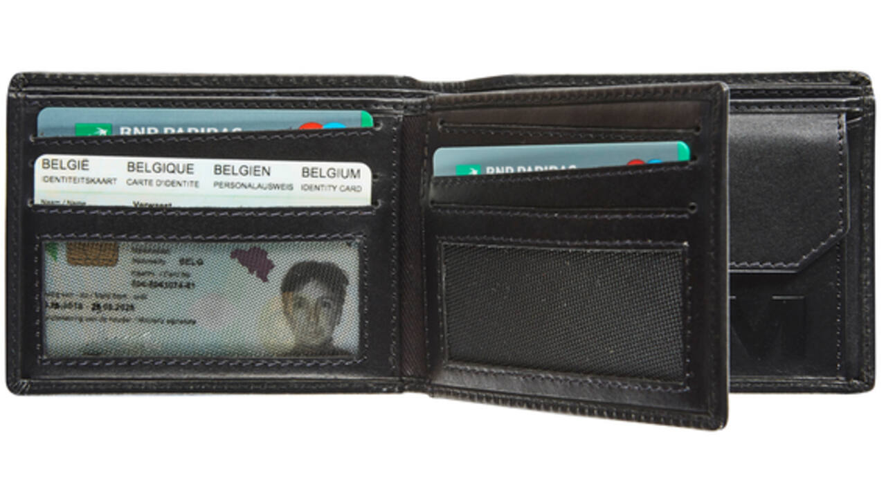 Portemonee Maverick All Black met kleingeldvak RFID leer zwart