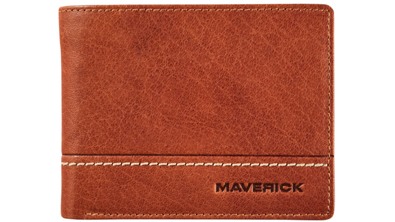 Portemonee Maverick Rough Gear met kleingeldvak RFID leer cognac