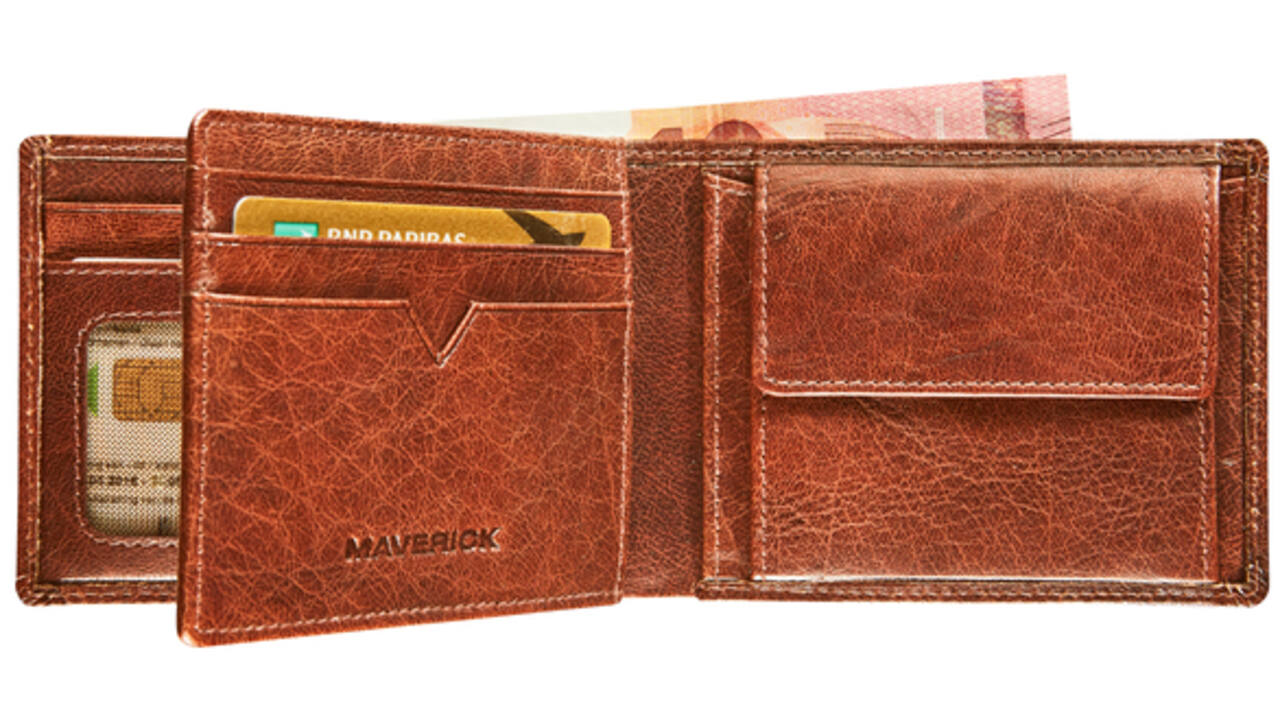 Portemonee Maverick Rough Gear met kleingeldvak RFID leer cognac