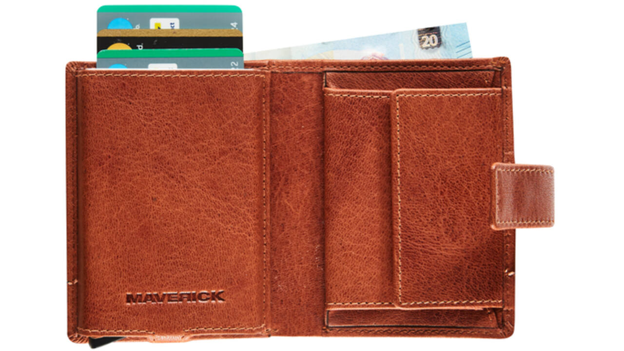 Kaarthouder Maverick Rough Gear compact RFID leer cognac