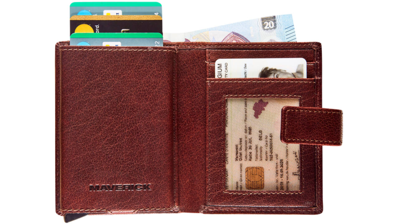 Kaarthouder Maverick Rough Gear super compact RFID leer bruin
