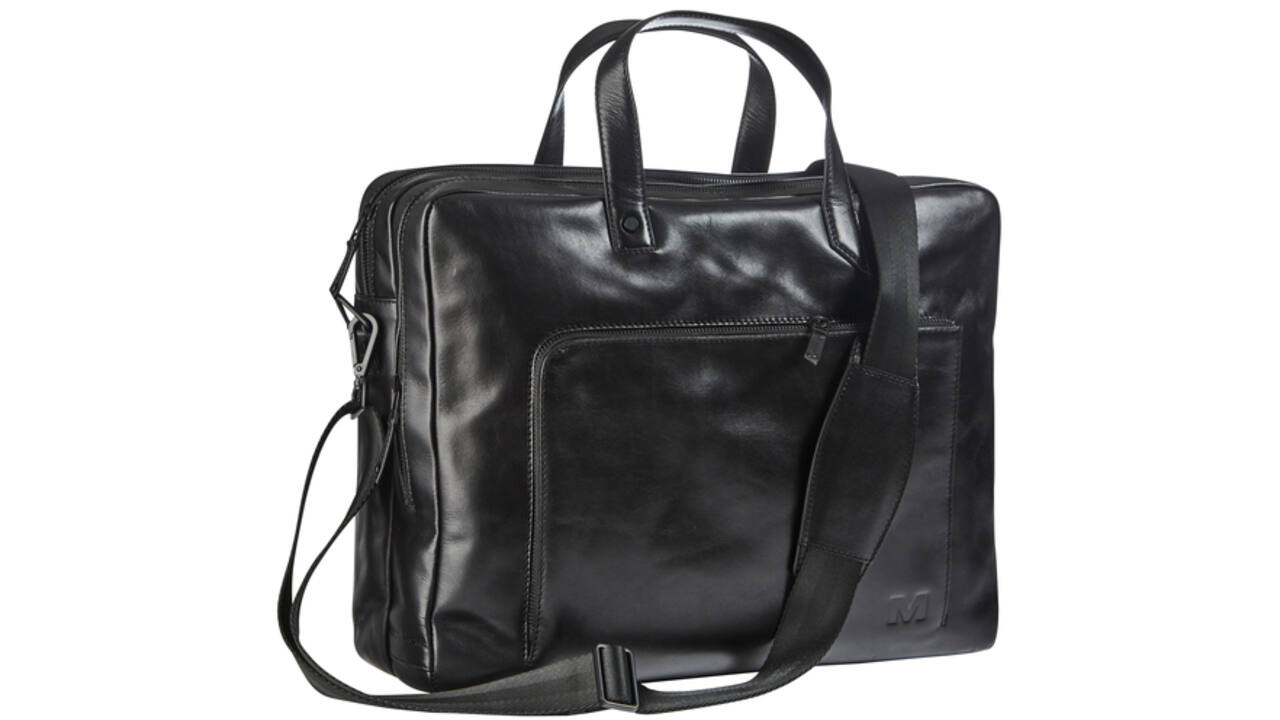 Businesstas Maverick All Black met laptopvak 15,6" leer zwart