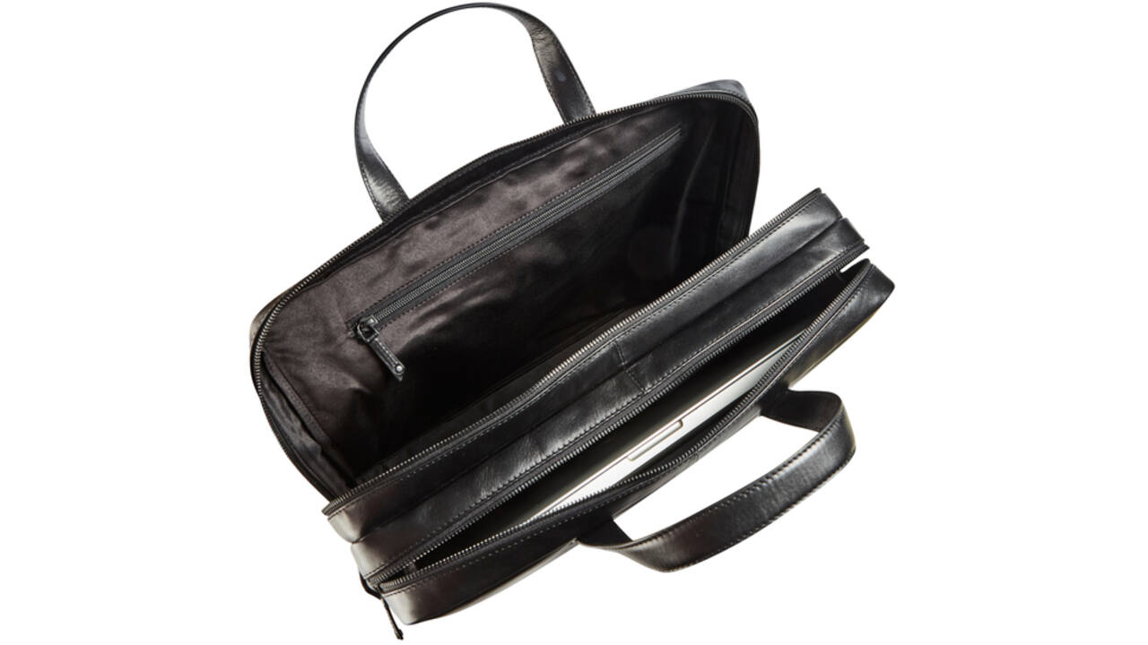 Businesstas Maverick All Black met laptopvak 15,6" leer zwart